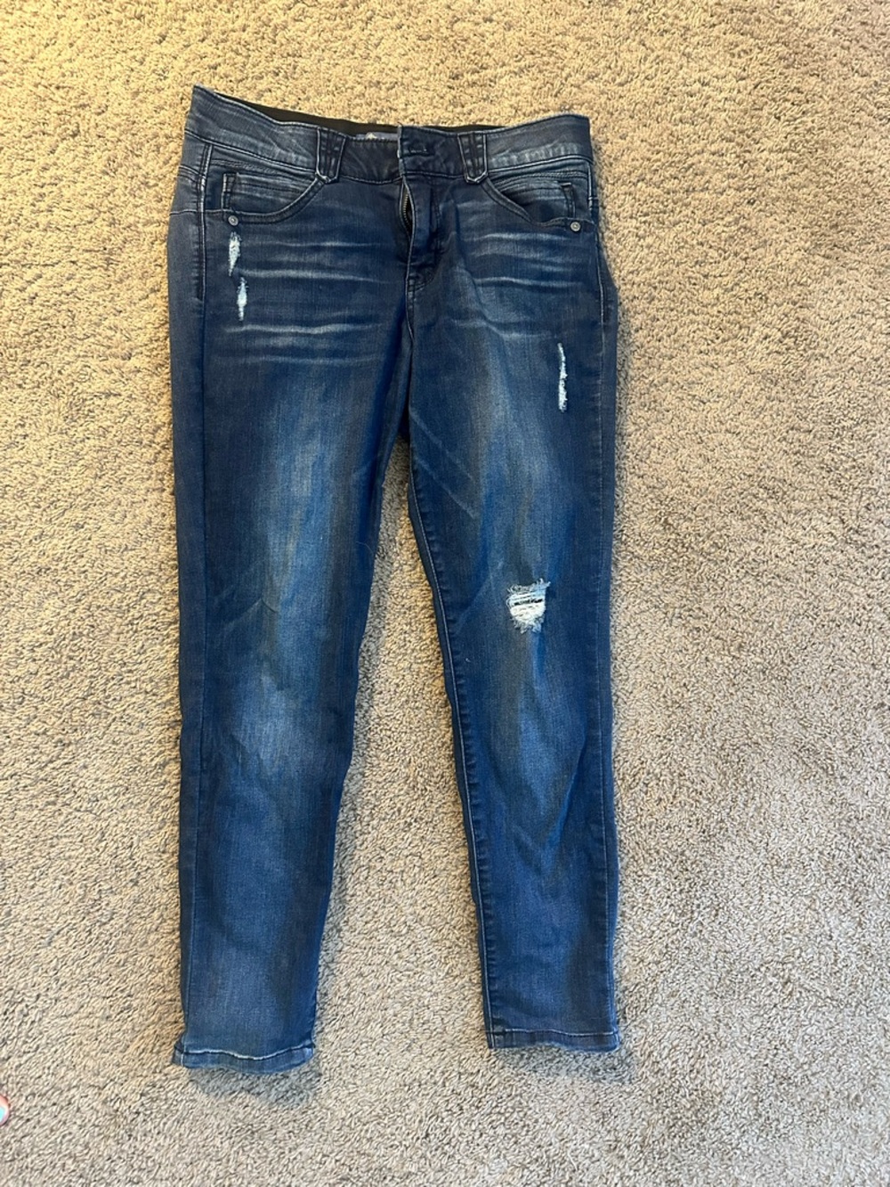 Women’s Democracy Petite Dark Blue Distressed Skinny Jeans